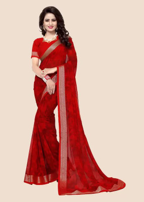 mahalaxmi fab Printed Bollywood Chiffon Saree(Red)