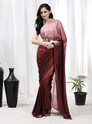 VINIT ENTERPRISE Ombre Bollywood Chiffon Saree(Maroon)