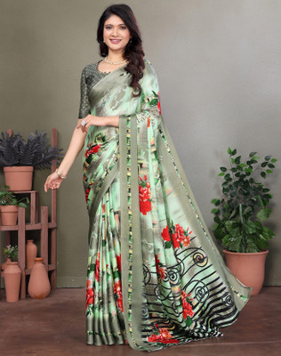 Divastri Printed Bollywood Tussar Silk Saree(Green)