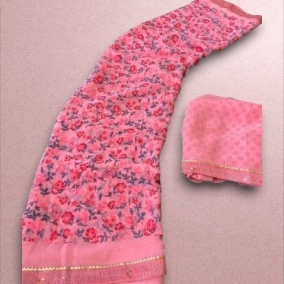 AGV Printed Bandhani Chiffon Saree(Pink)