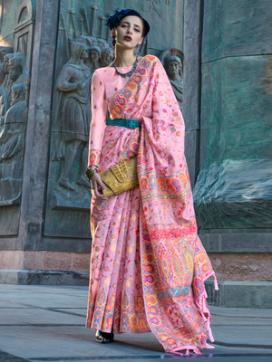 Divastri Woven Banarasi Organza Saree(Pink)