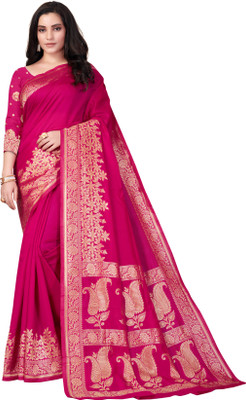 Vedant Vastram Woven Banarasi Silk Blend Saree(Magenta)