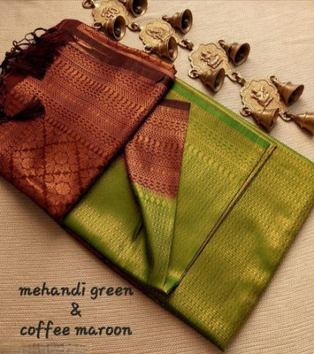 Banaras silk palace Woven Banarasi Pure Silk Saree(Light Green)
