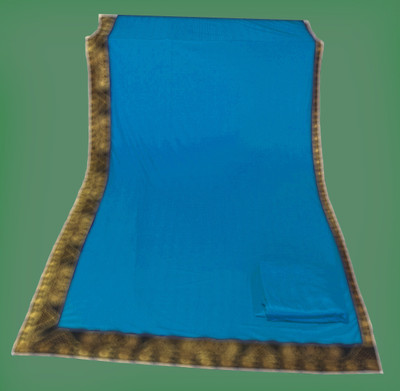 Anugrah Textile Solid/Plain Banarasi Lycra Blend, Chiffon Saree(Blue)