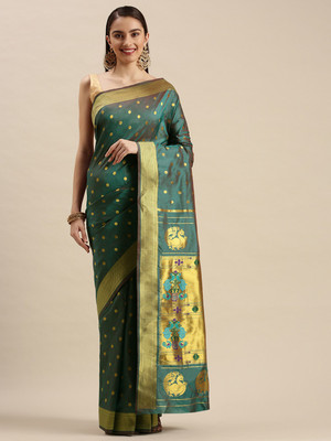 AMIRAT CLOTING Self Design Kanjivaram Jacquard Saree(Light Green)