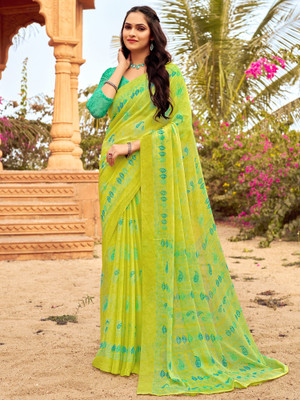 Divastri Printed Daily Wear Chiffon Saree(Light Green)