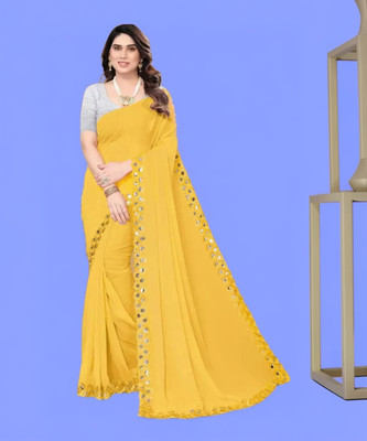meaven tex Embellished Bollywood Georgette Saree(Gold)