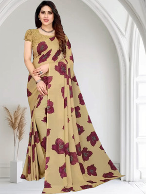 Grubstaker Printed Daily Wear Georgette Saree(Multicolor)