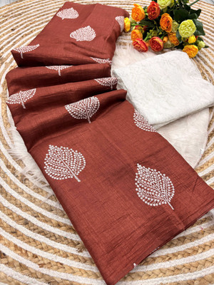 sadika Embellished, Woven Daily Wear Silk Blend Saree(Maroon)