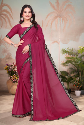 Koladiya Trendz Solid/Plain Assam Silk Georgette Saree(Black)