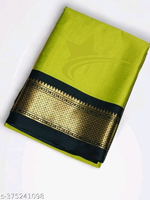 Paithani Self Design Kalamkari Silk Blend Saree(Green)