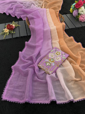 Ethina Fashion Embroidered Bollywood Jimmy choo Saree(Pink)