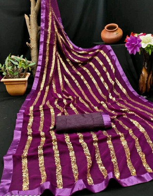 Apnisha Embroidered Bollywood Georgette Saree(Purple)