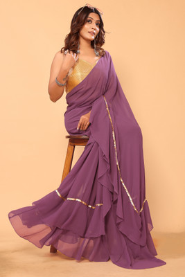 PATLANI STYLE Embroidered Bollywood Georgette Saree(Purple)