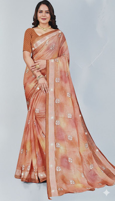 UNBRENDED Woven Bollywood Silk Blend Saree(Orange)