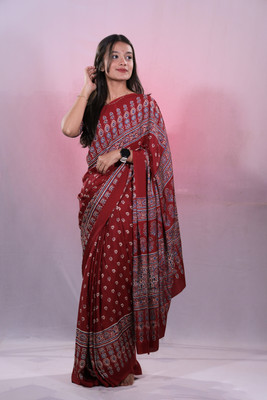 Lazree Sarees Self Design Saree with Attached Blouse Tussar Silk Saree(Maroon)