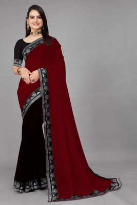 Om Sai Creation Embellished Bollywood Georgette Saree(Maroon, Black)