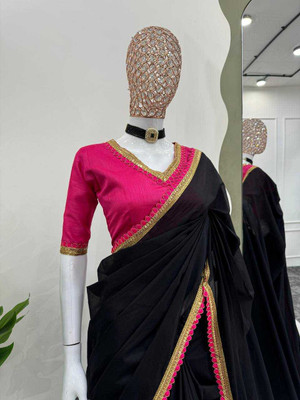 Brahmani Creation Woven Kanjivaram Silk Blend Saree(Black)