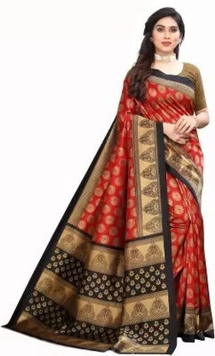 Moda Rapido Printed Chanderi Cotton Blend Saree(Red)