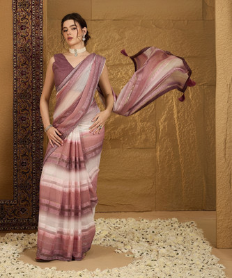 ANOUK Embellished Banarasi Chiffon Saree(Purple)