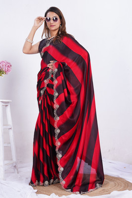 PEEYU Self Design Bollywood Chiffon Saree(Multicolor)