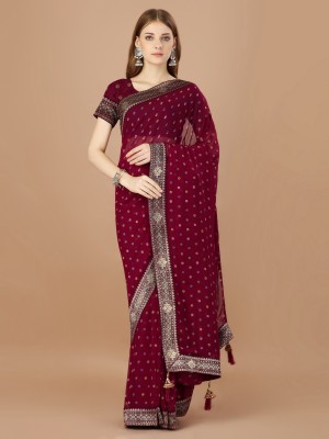 Tasrika Polka Print Bollywood Georgette Saree(Maroon)