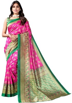 sareeee Printed Patola Cotton Silk Saree(Light Green)