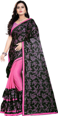 Javeri Printed Bollywood Lycra Blend Saree(Pink)