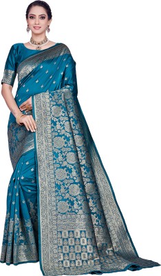 SHRIMAY Embellished, Floral Print, Self Design Bollywood Art Silk, Pure Silk Saree(Light Green)