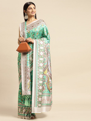Tasrika Printed Banarasi Silk Blend Saree(Light Green)
