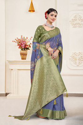 Pikham Digital Print Bollywood Cotton Linen Saree(Multicolor)