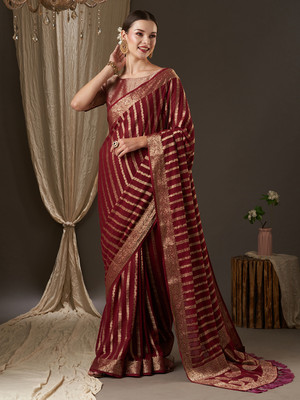 Divastri Woven Banarasi Georgette Saree(Maroon)