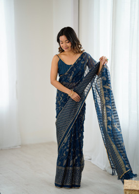 Ira Impex Printed Bollywood Georgette Saree(Light Blue)