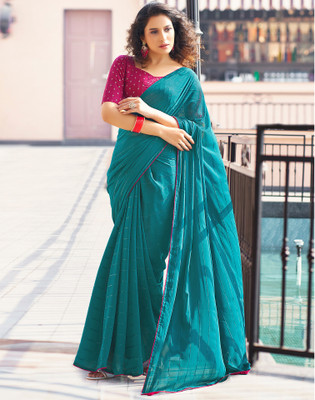 Satrani Embellished Bollywood Georgette Saree(Blue)