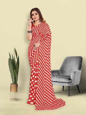 VISVASTA Floral Print Bollywood Georgette Saree(Red)