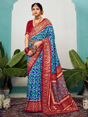 Sareemall Printed Banarasi Tussar Silk Saree(Blue)