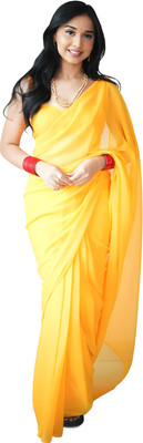 StyleDeal Solid/Plain Bollywood Georgette Saree(Gold)