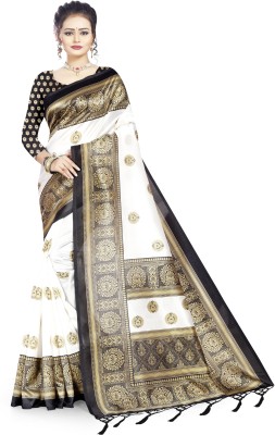 VCREATION Printed Bollywood Art Silk Saree(Black)