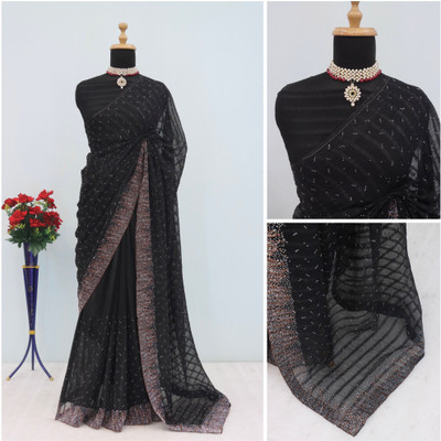 ZOYAL ENTERPRISE Embellished Bollywood Georgette Saree(Black)