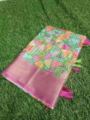 KUMBHA CREATION Digital Print Banarasi Art Silk Saree(Multicolor)