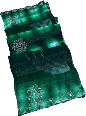 MINE CHOICE Printed, Self Design Bollywood Georgette Saree(Green)