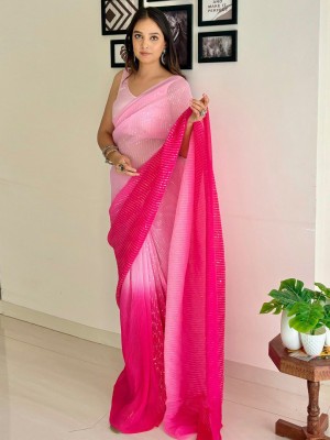 ANOUK Woven Daily Wear Pure Cotton Saree(Pink)