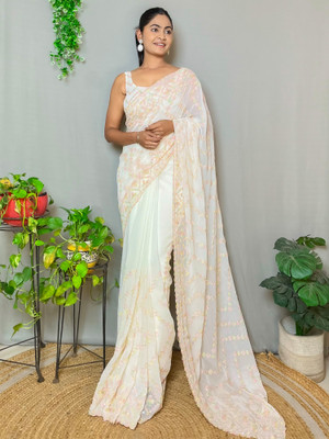 Tasrika Embellished Bollywood Georgette Saree(Cream)