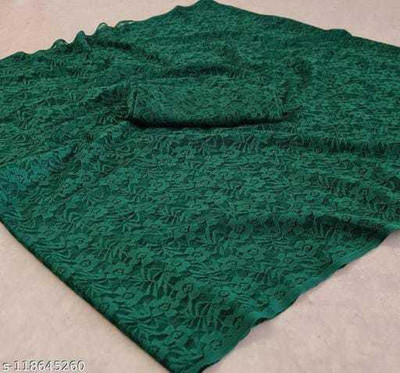 TVISHAFASHION Self Design Bollywood Net Saree(Green)