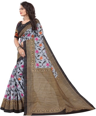 Suali Printed Kanjivaram Art Silk Saree(Black)