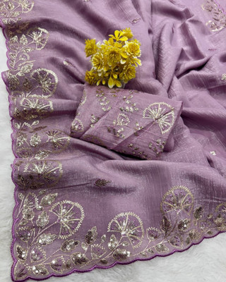 Moon Queen Embroidered Bollywood Jimmy choo Saree(Purple)