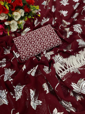 Vikash fab Floral Print Bollywood Georgette Saree(Maroon)