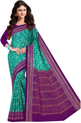 Odissi Fashion Printed Sambalpuri Pure Cotton Saree(Purple)