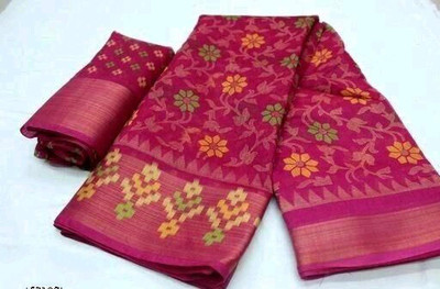 Sunshine Trendz Floral Print Daily Wear Cotton Blend Saree(Multicolor)