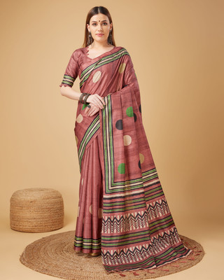 OPA GROUP Digital Print Banarasi Silk Blend Saree(Pink)